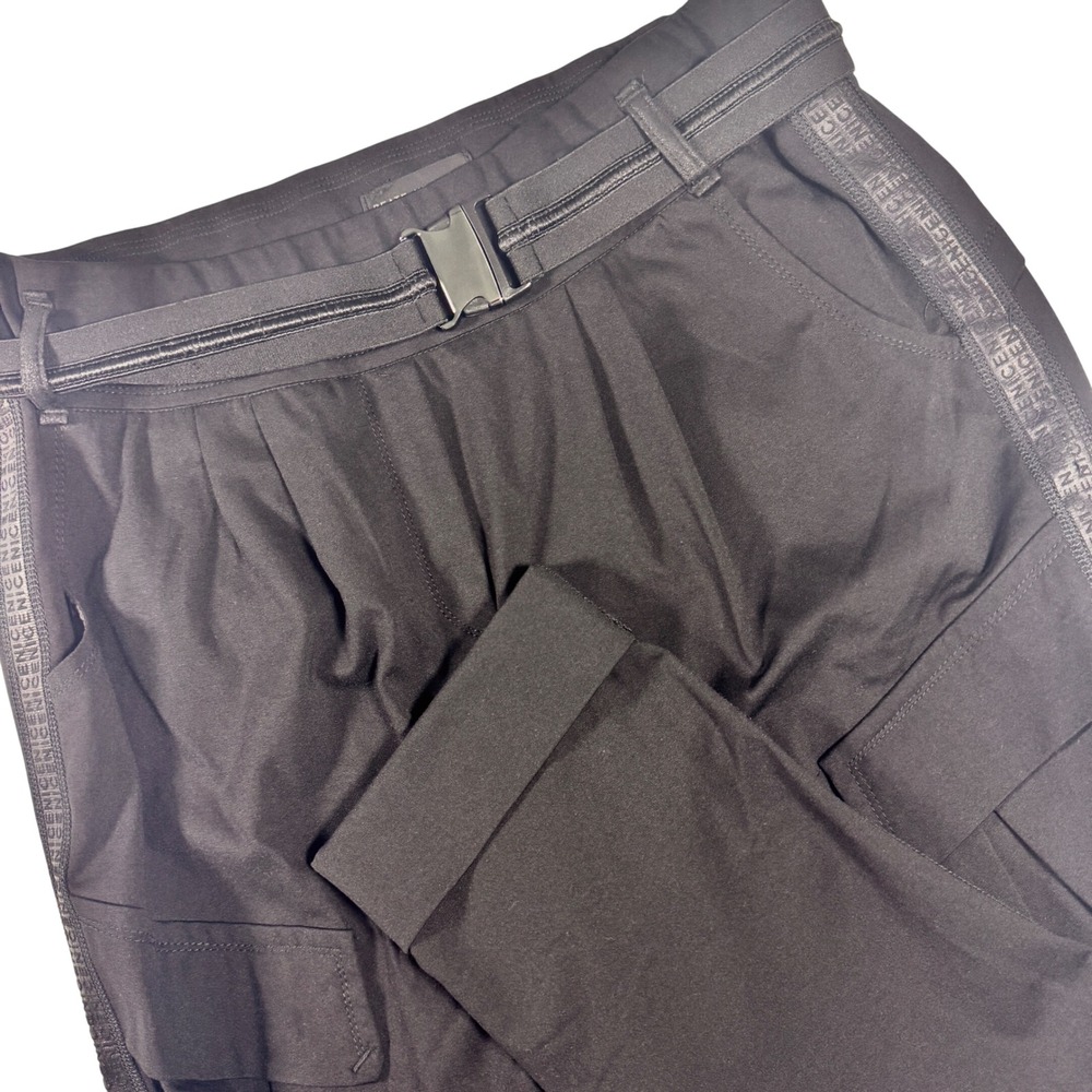 Beate Heymann Street Couture Trousers Women 12 Black Belted Tapered Cuffed